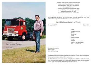 jan van de groep rouwkaart